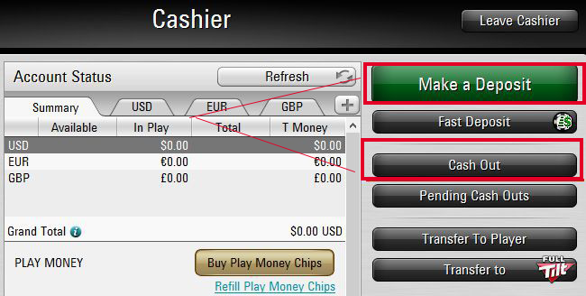 Deposits and Withdrawals pokerstars